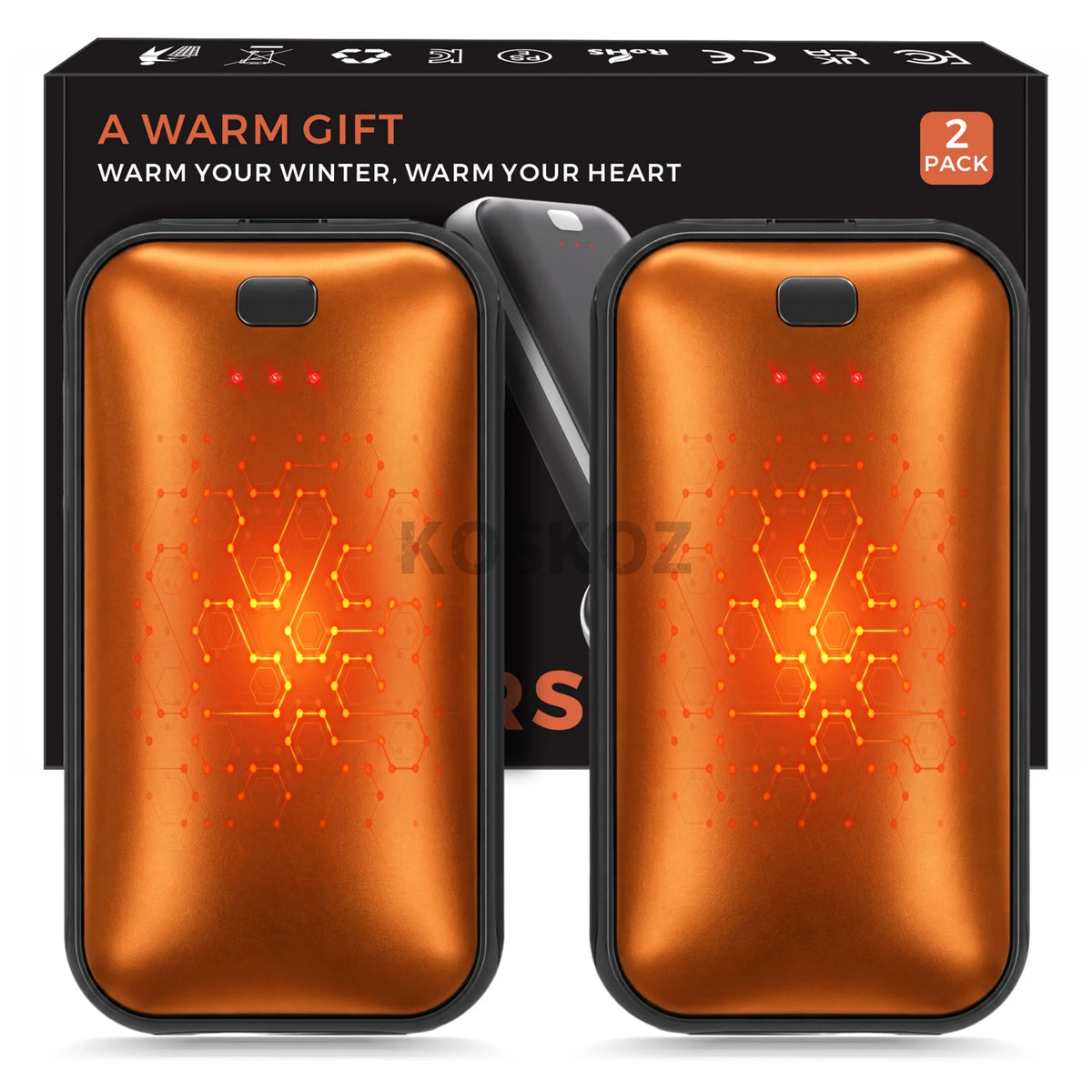 Rechargeable Electric Hand Warmers - 2-Pack Slim Pocket Set
