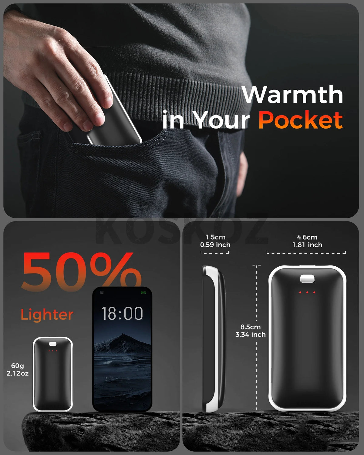 Rechargeable Electric Hand Warmers - 2-Pack Slim Pocket Set