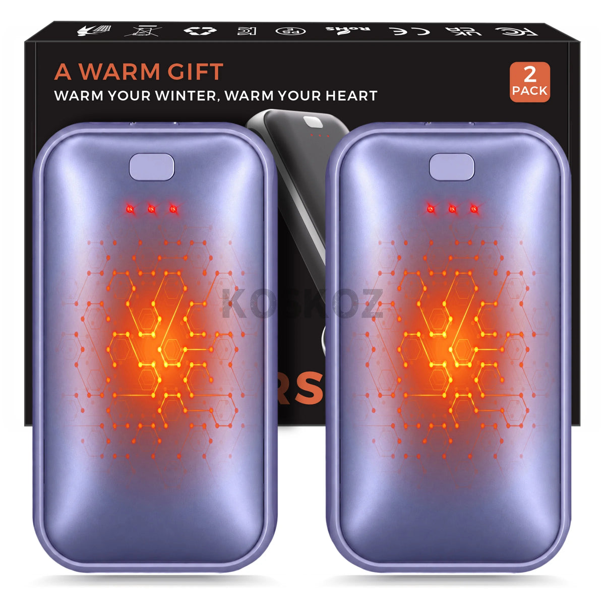 Rechargeable Electric Hand Warmers - 2-Pack Slim Pocket Set